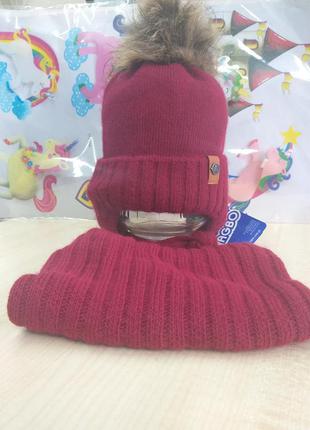 Зимний комплект шапка и снуд для мальчика 48-50 р. разные цвета1 фото
