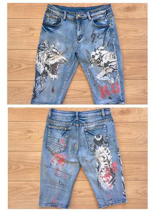 Рідкісні жіночі  джинсові шорти ru bang bu ewo  з малюнком