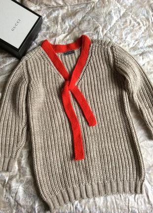 Длинный объемный свитер gucci