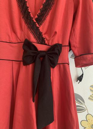 Шикарное платье с вырезом и бантом . копаловый цвет .2 фото