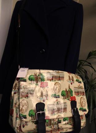 Большая удобная сумка- почтальенка через плечо женская,  винтажный яркий принт4 фото