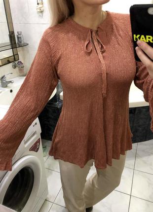 Zara, нарядная блузка, бант , люрекс , оригинал5 фото