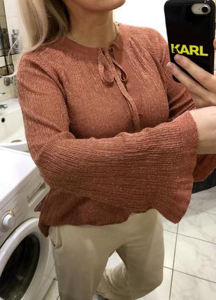 Zara, нарядная блузка, бант , люрекс , оригинал2 фото