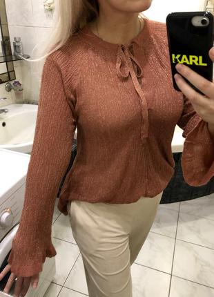 Zara, нарядная блузка, бант , люрекс , оригинал4 фото