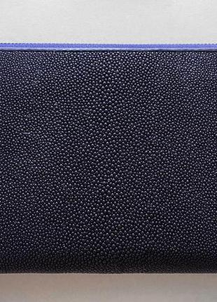 Синий кошелёк из натуральной кожи ската3 фото