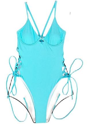 Купальник голубой слитный