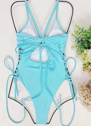 Купальник голубой слитный