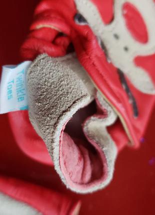 Twinkle toes кожаные новогодние пинетки новорожденному малышу 0-3-6м 50-56-62-68см новые6 фото