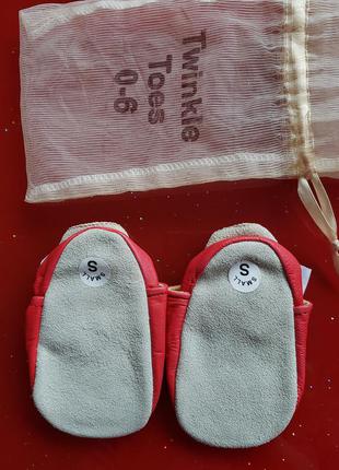 Twinkle toes кожаные новогодние пинетки новорожденному малышу 0-3-6м 50-56-62-68см новые4 фото