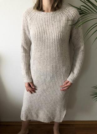 Трендовое базовое вязаное платье миди asos с разрезами плаття міді тепле в‘язане плаття гольф платье свитер макси довге длинное7 фото