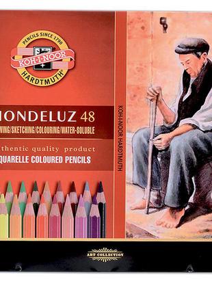 Набор художественный koh-i-noor mondeluz 3726 48 цветов акварельные в металлическом пенале