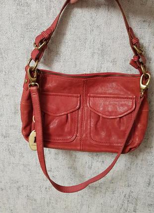 Кожаная сумка fossil, брендовая сумка, сумочка, сумка хобо8 фото