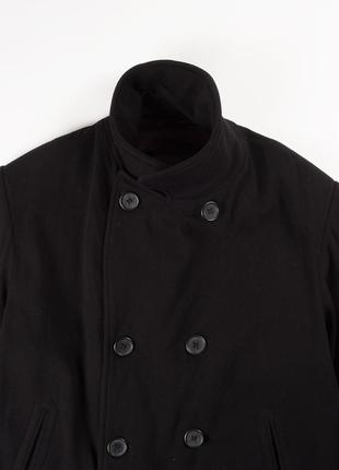 Мужское дву бортное чёрное пальто шерсть angelo litrico  l/525 фото