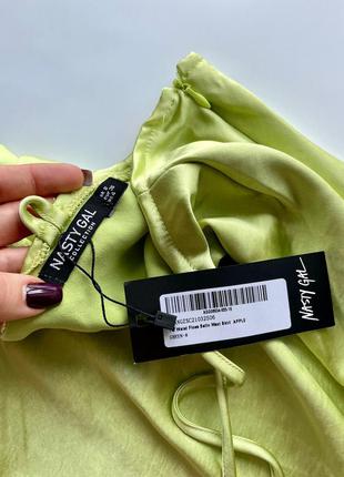 👗офигенная нежно салатовая сатиновая юбка макси/длинная яблочная юбка с разрезом сатин👗10 фото