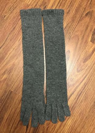 Длинные вязаные перчатки серые перчатки зимние осенние4 фото