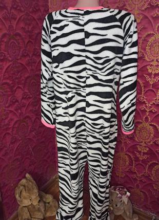 Теплая пижама кенгуру ромпер слип из флиса животный принт зебра3 фото