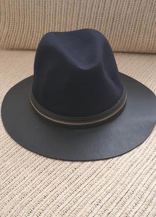 Шляпа, zara,фетровая с кожей, 58см