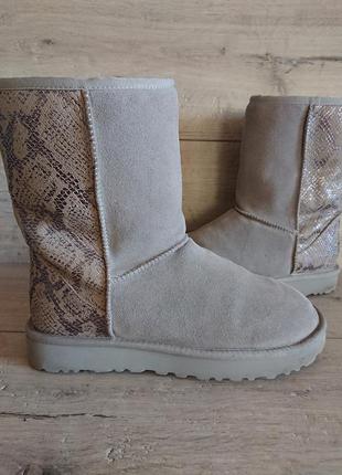 Ugg классические ботинки замш мех 40р 26 см змеиный принт3 фото