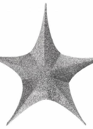 Звезда декоративная серебристая 65 см складная