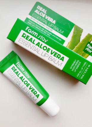 Farmstay real aloevera essential lip balm увлажняющий бальзам для губ с алоэ алое1 фото