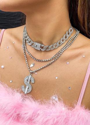 Шикарний набір ланцюжків. комплект прикрас.