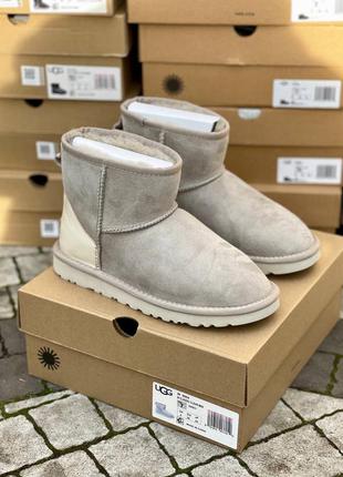 Ugg mini beige metallic suede угги из натуральной замши