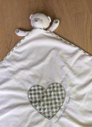 Плед плюшевый mothercare в коляску теплое одеялко с медвежонком для мелкой моторики рук3 фото