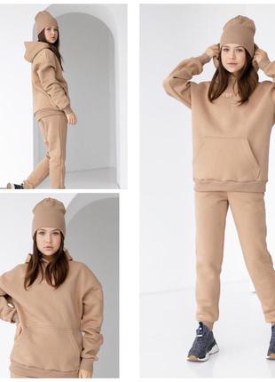 Класний теплий костюм з шапкою 140