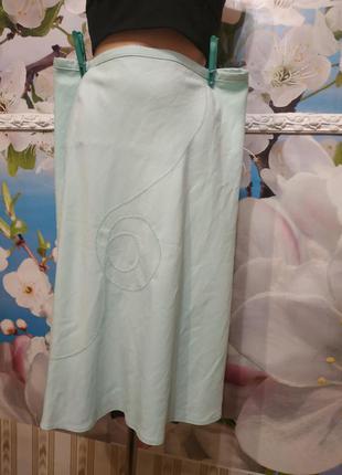 Льняная юбка цвета шалфей,супер 16р3 фото