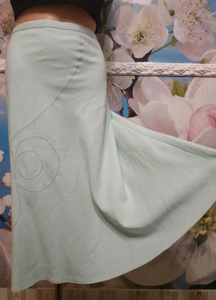 Льняная юбка цвета шалфей,супер 16р1 фото