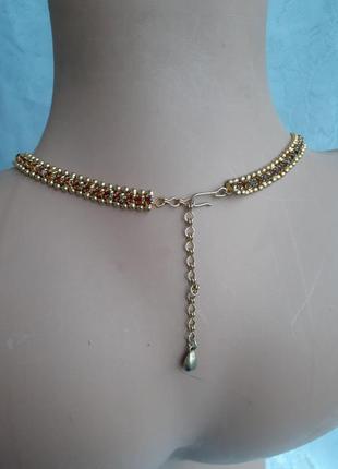 Ожерелье колье чокер винтаж австрия медовые хрустальные кристаллы нить позолота5 фото