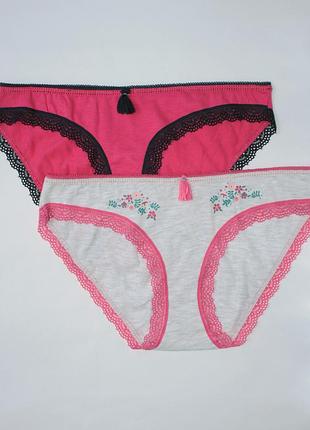 Трусики слипы хлопок с кружевом поштучно secret possessions primark