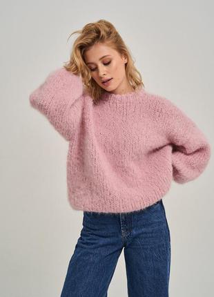 Розовый оверсайз свитер из альпаки