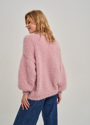 Розовый оверсайз свитер из альпаки6 фото