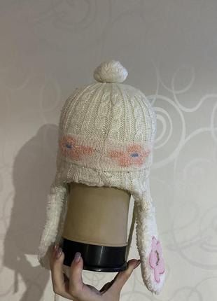 Детская тёплая зимняя шапка ушанка для девочки2 фото