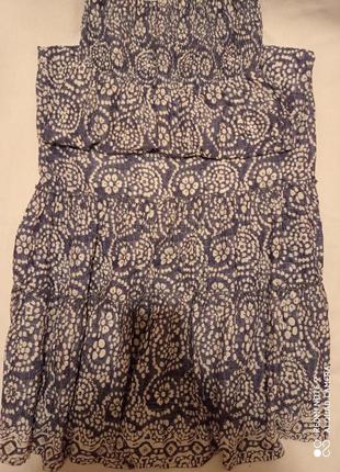 Рс. бавовняна синя довга в підлогу сукня бюстьє бавовна з люрексом та вишивкою намистом6 фото
