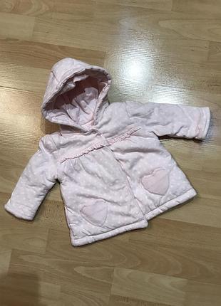 Рожева тепла кофта-курточка для немовлят весна на 0-4 міс