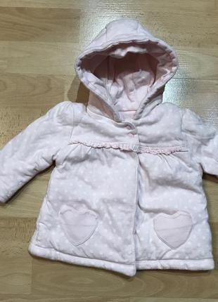 Рожева тепла кофта-курточка для немовлят весна на 0-4 міс2 фото