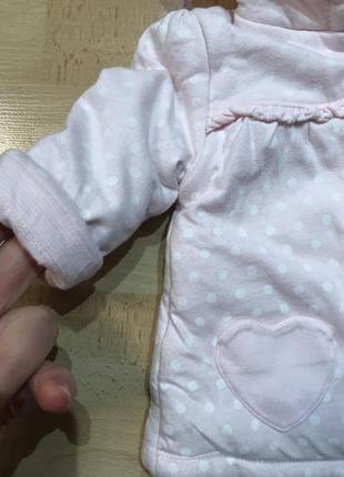 Рожева тепла кофта-курточка для немовлят весна на 0-4 міс4 фото