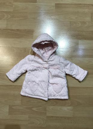 Рожева тепла кофта-курточка для немовлят весна на 0-4 міс3 фото