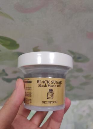 Скраб-маска с черным сахаром skinfood black sugar mask wash off, 100 г2 фото