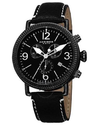 Черные мужские часы бренд akribos xxiv оригинал с ионным покрытием ak753bk