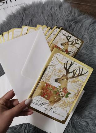 Откритки, відкритки, новорічні з святковими оленями / новорічні листівки mary christmas з ошатними оленями2 фото