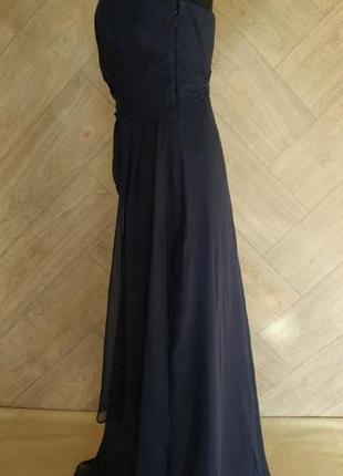 Розкішна темно-синя шовкова сукня3 фото