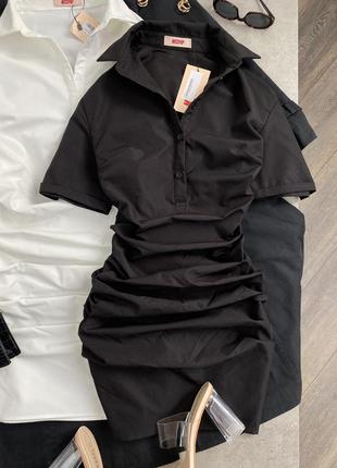 Чорна сукня - сорочка з призбираною спідницею misspap1 фото