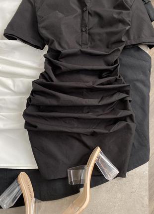 Чорна сукня - сорочка з призбираною спідницею misspap3 фото