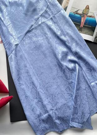 👗светло васильковое длинное платье принт питон сатин/сатиновое нежно голубое змеиное платье👗10 фото