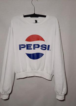 Белый свитшот с надписью pepsi h&m