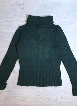 Вовняний мохеровий смарагдовий светр гольф з горлом2 фото