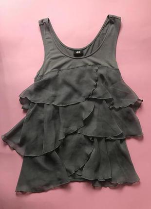 Блуза з воланами сіра h&m